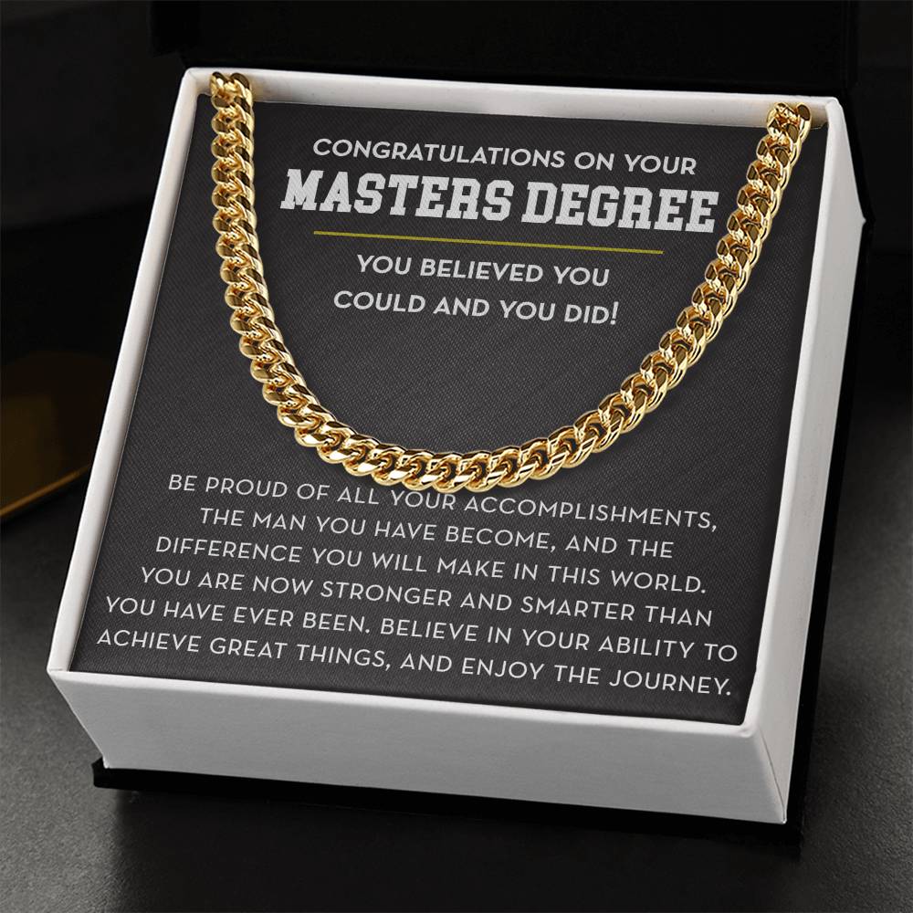 Masters Degree Graduation Gift For Him, Masters Degree Graduation Necklace