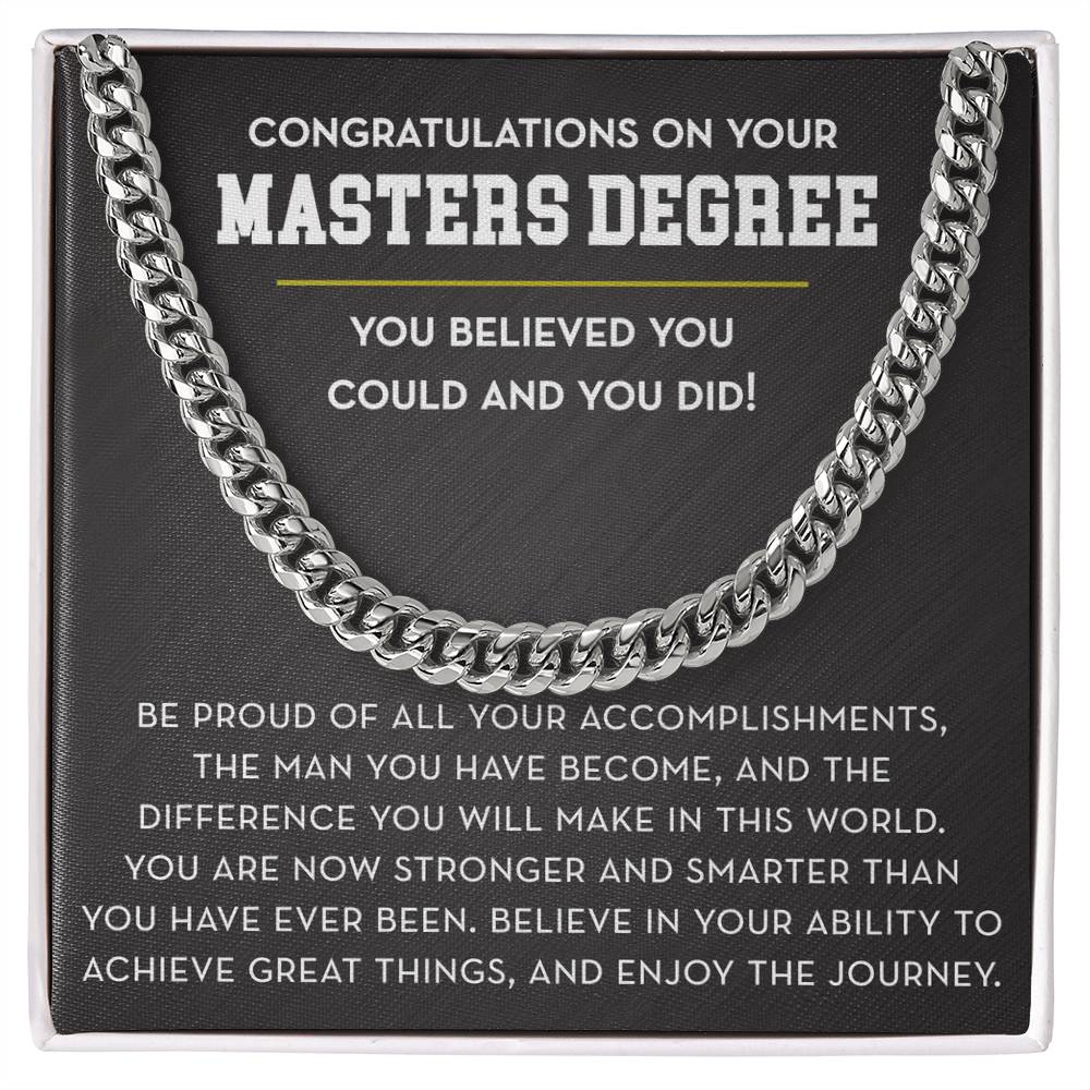 Masters Degree Graduation Gift For Him, Masters Degree Graduation Necklace