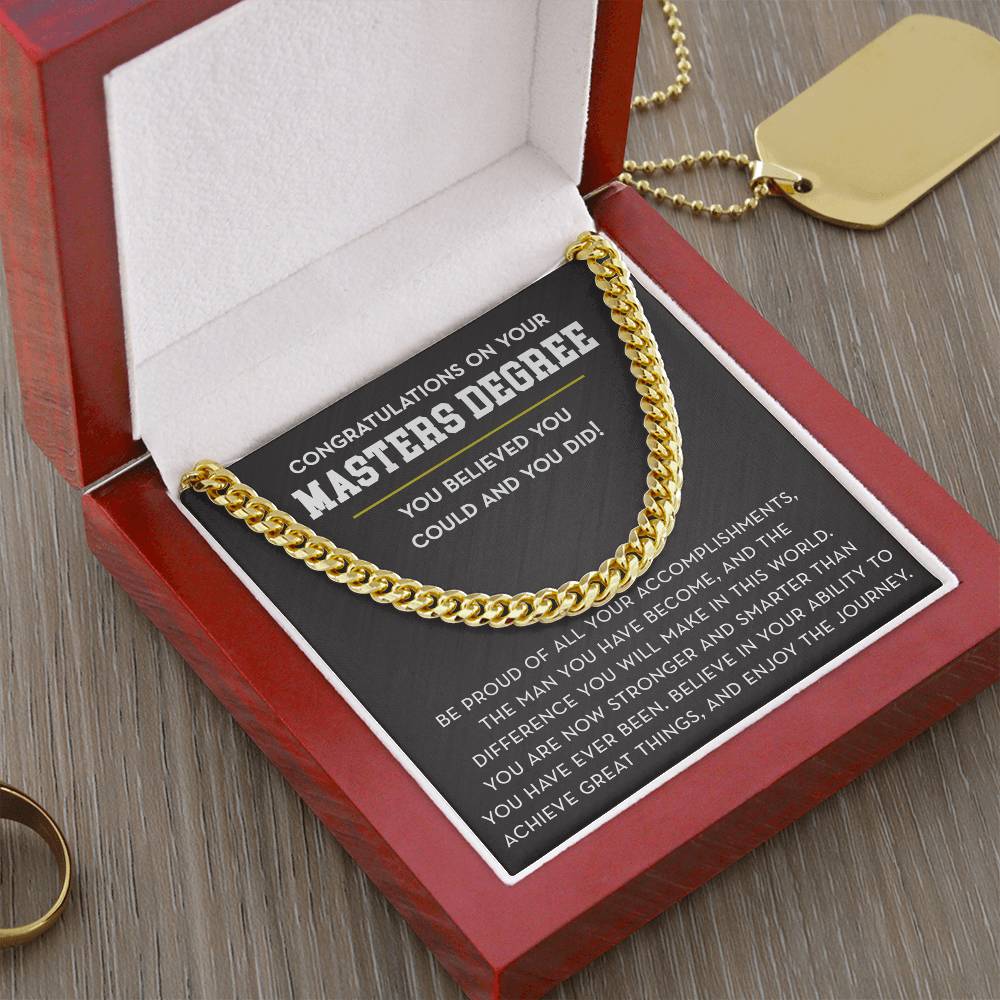 Masters Degree Graduation Gift For Him, Masters Degree Graduation Necklace
