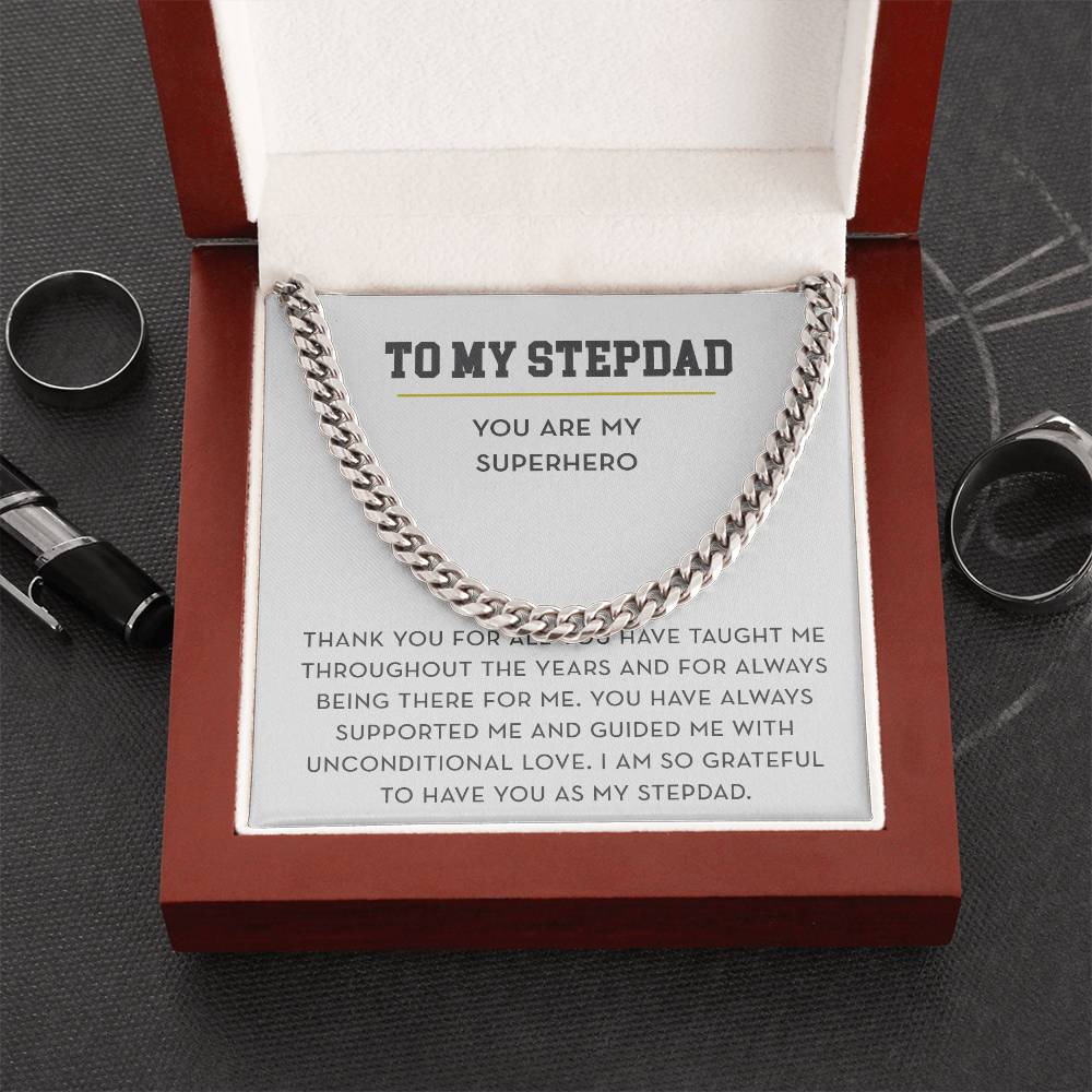 To My Stepdad Gift, Father's Day Gift for Stepdad, You Are My Superhero, Necklace for Stepdad