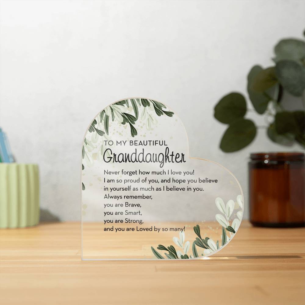 To my Granddaughter Gift, Heart Plaque for Granddaughter from Grandma, Granddaughter Gifts
