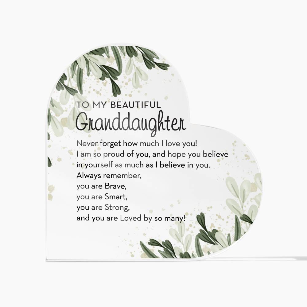 To my Granddaughter Gift, Heart Plaque for Granddaughter from Grandma, Granddaughter Gifts