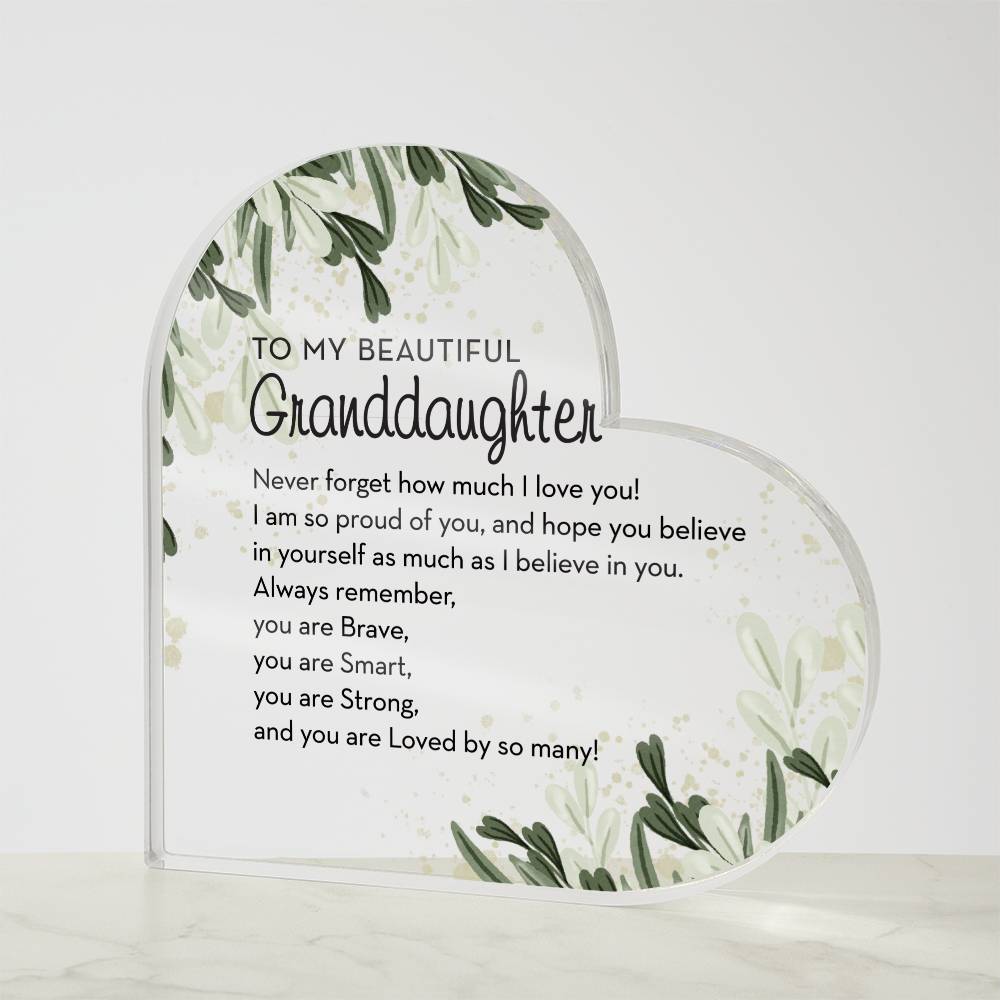 To my Granddaughter Gift, Heart Plaque for Granddaughter from Grandma, Granddaughter Gifts