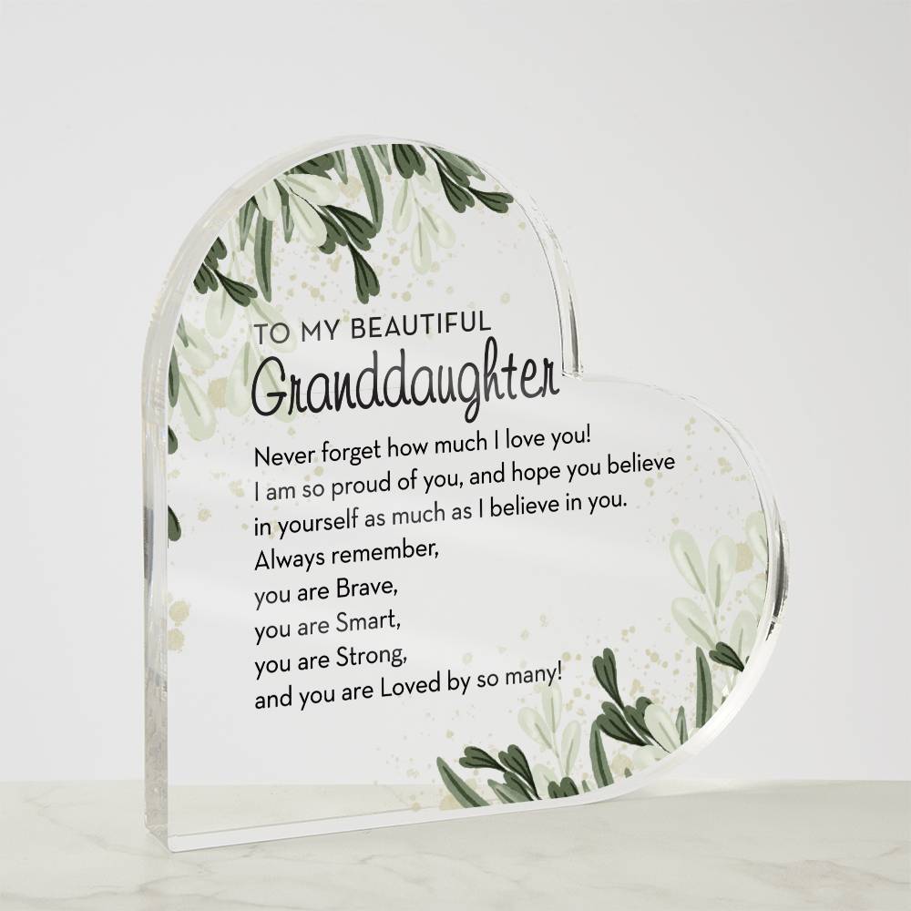To my Granddaughter Gift, Heart Plaque for Granddaughter from Grandma, Granddaughter Gifts