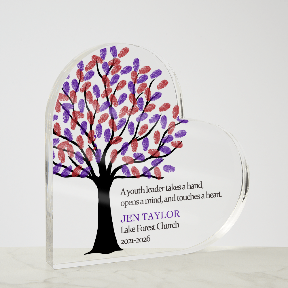 Personalized Gift for Youth Leader, Acrylic Heart Gift, Personalized Youth Leader Gift