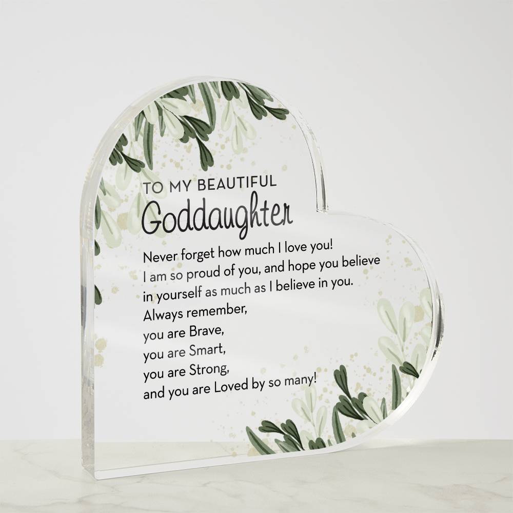 To my Goddaughter Gift, Heart Plaque for Goddaughter from Godmother