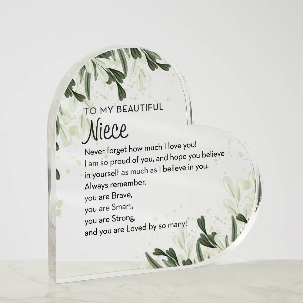 To My Niece Gift, Heart Plaque for Niece from Aunt, Birthday Gift for Niece