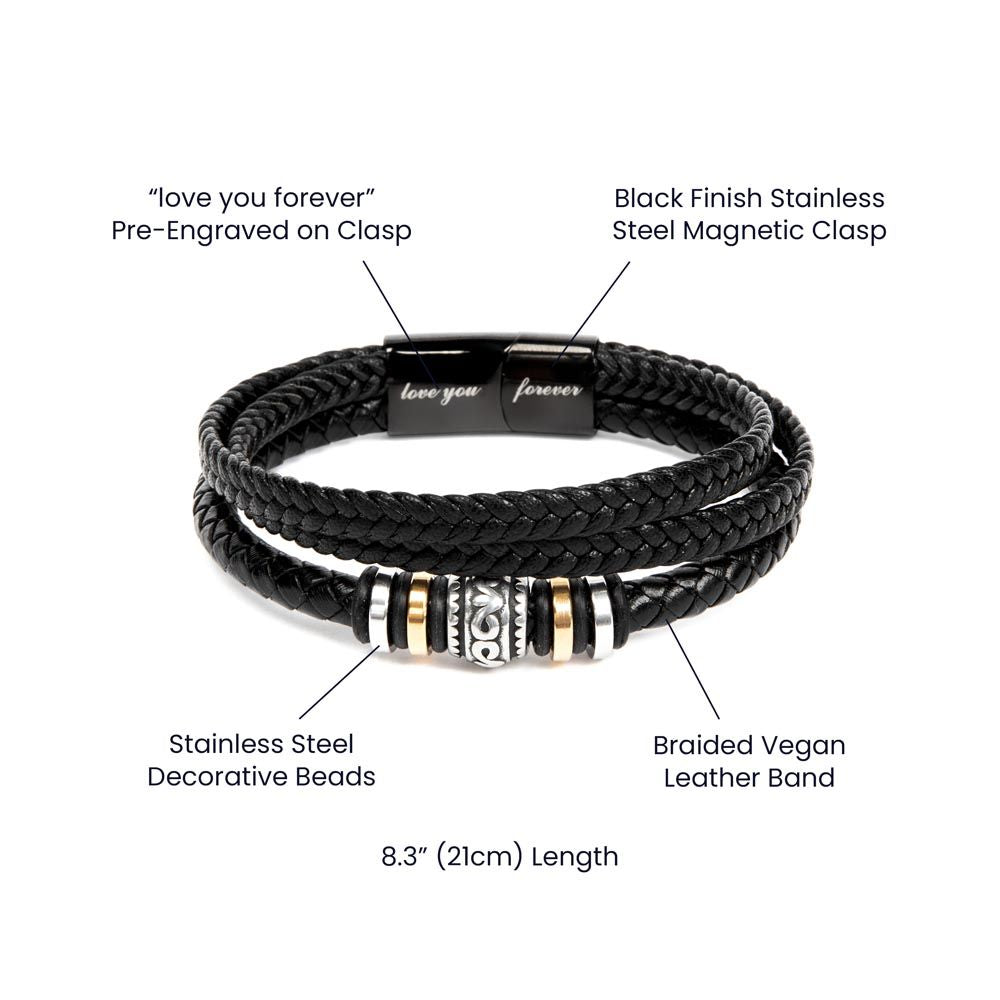 Graduation Gift for Grandson, Leather Bracelet, Grandson Graduation Gift
