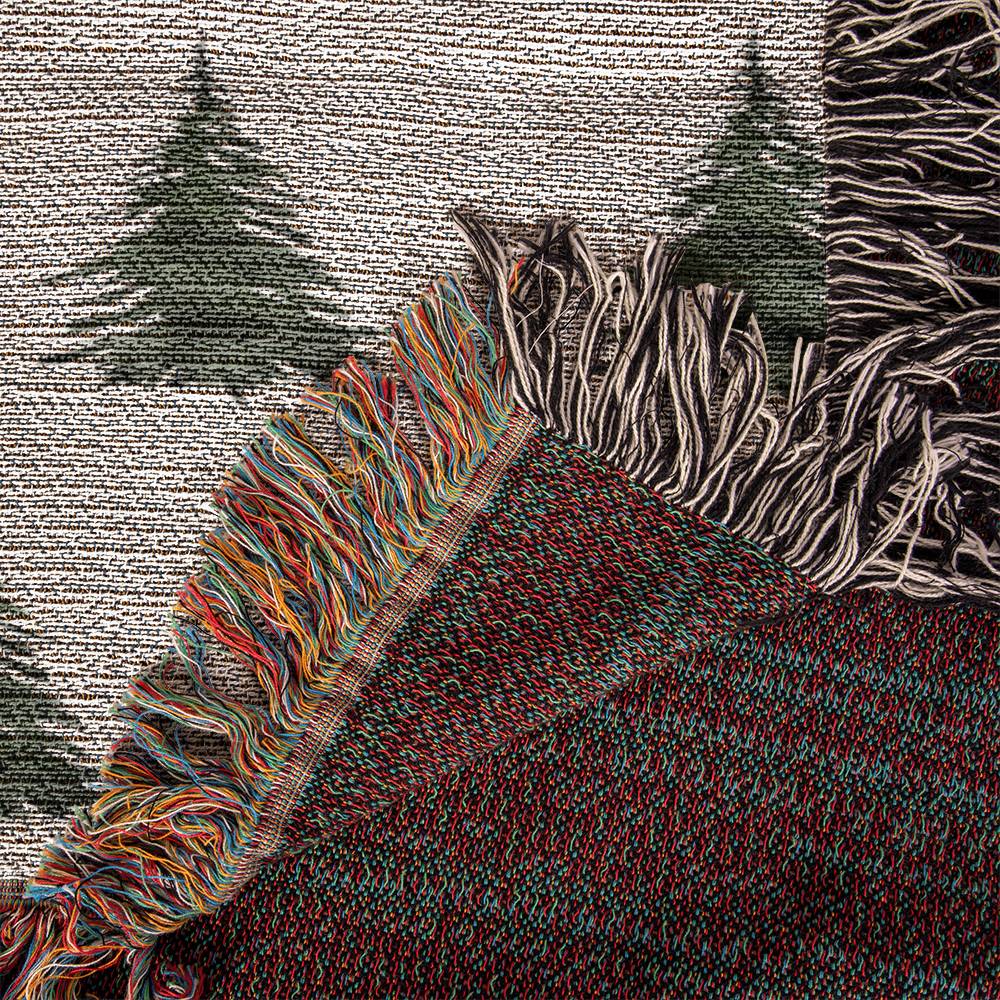 Watercolor Pine Trees Woven Throw, Christmas Tree Throw Blanket, Cabin Blanket, Farmhouse Decor