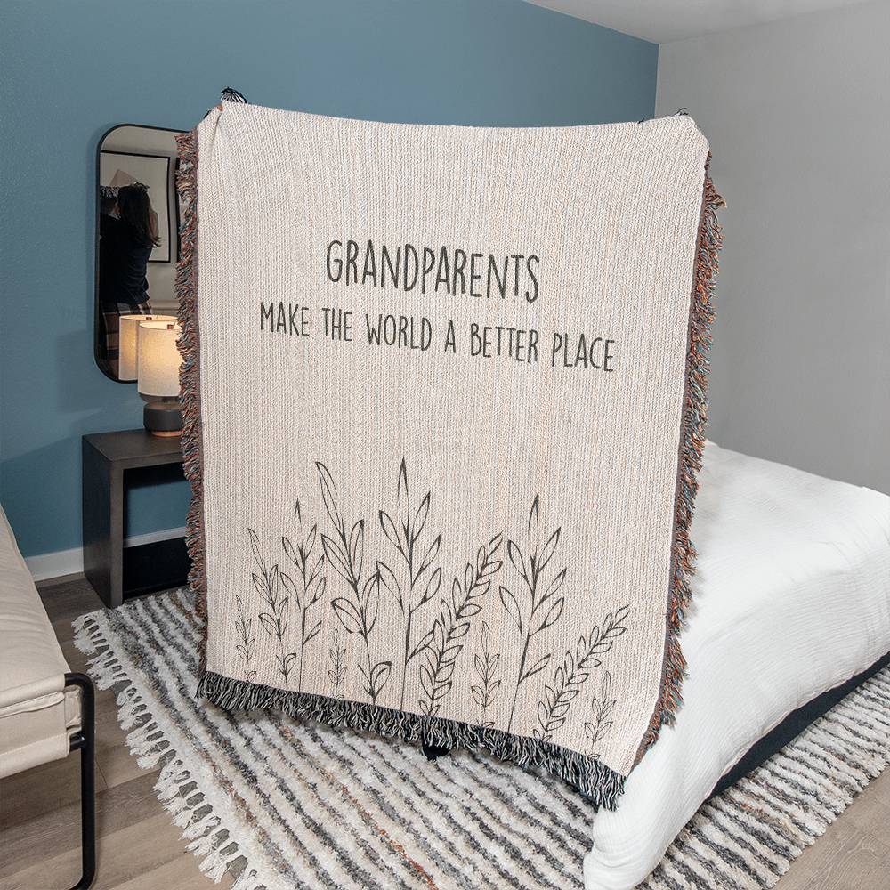 Grandparents Gift from Grandkids, Grandma Grandpa Blanket, Grandparents Woven Throw
