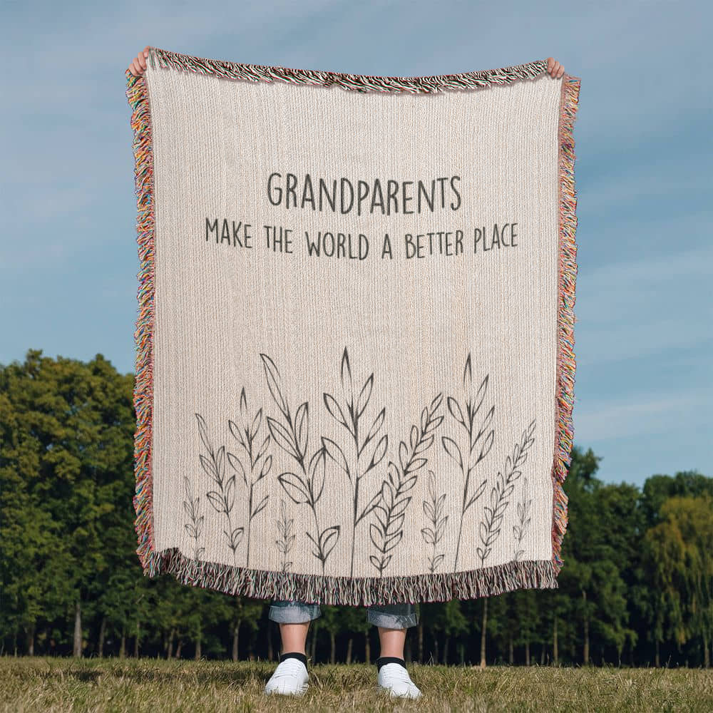 Grandparents Gift from Grandkids, Grandma Grandpa Blanket, Grandparents Woven Throw