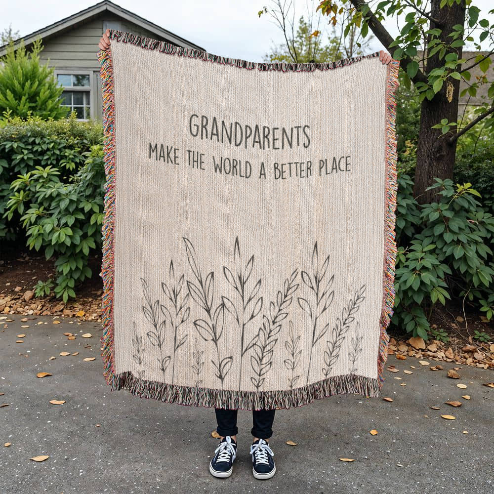 Grandparents Gift from Grandkids, Grandma Grandpa Blanket, Grandparents Woven Throw