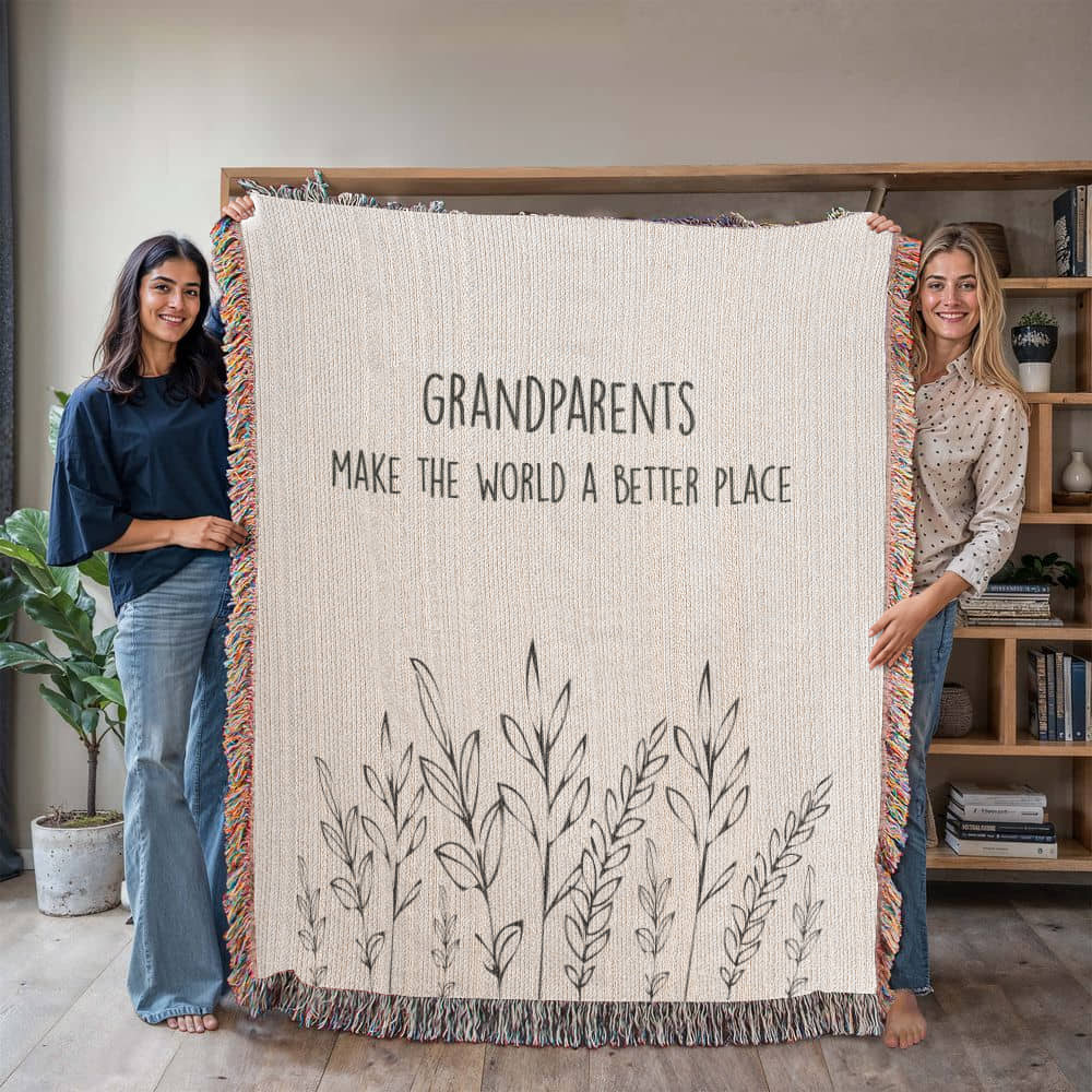 Grandparents Gift from Grandkids, Grandma Grandpa Blanket, Grandparents Woven Throw
