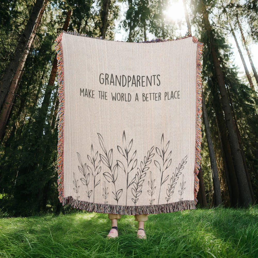 Grandparents Gift from Grandkids, Grandma Grandpa Blanket, Grandparents Woven Throw