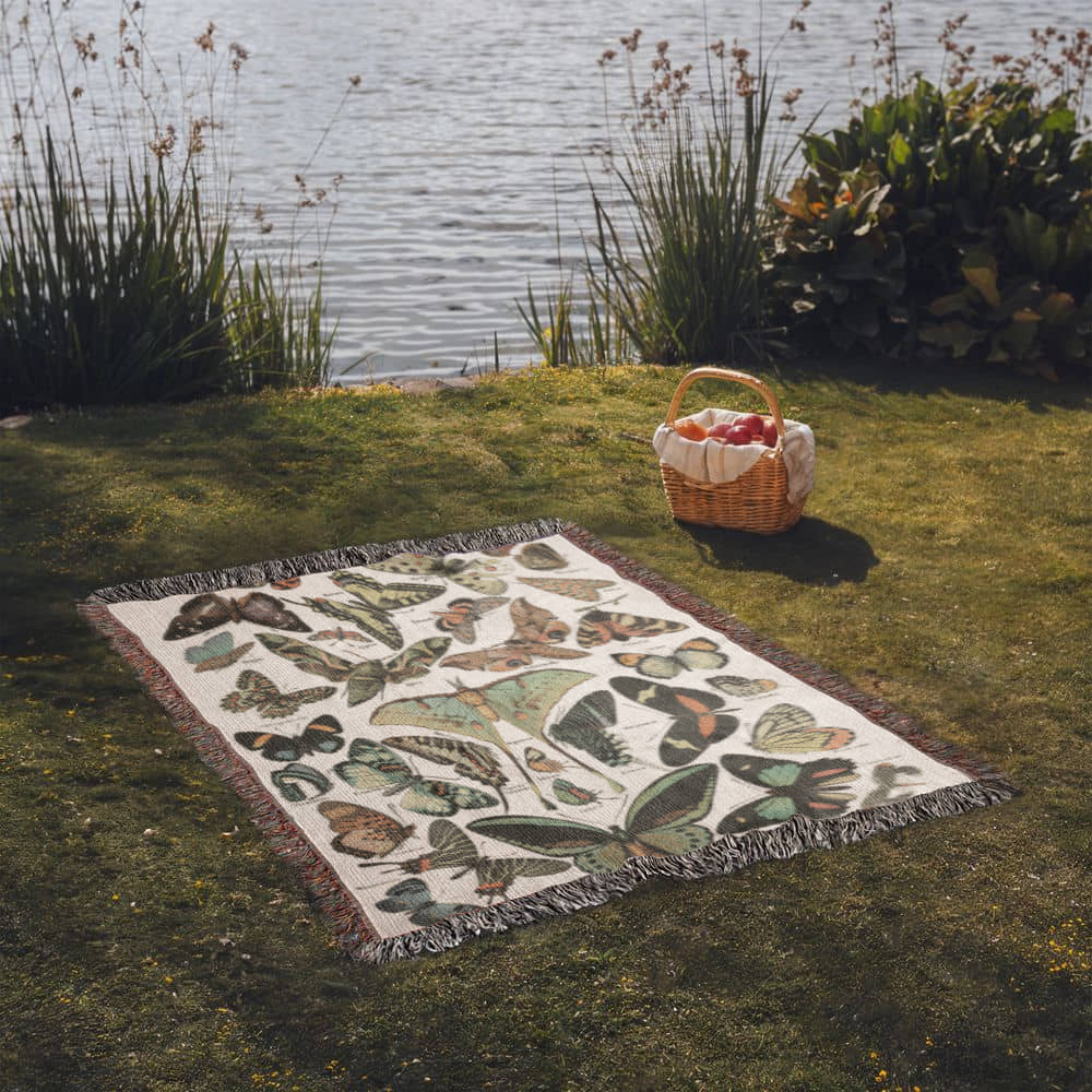 Butterfly Woven Throw, Butterflies Blanket, Boho Decor, Bohemian Throw