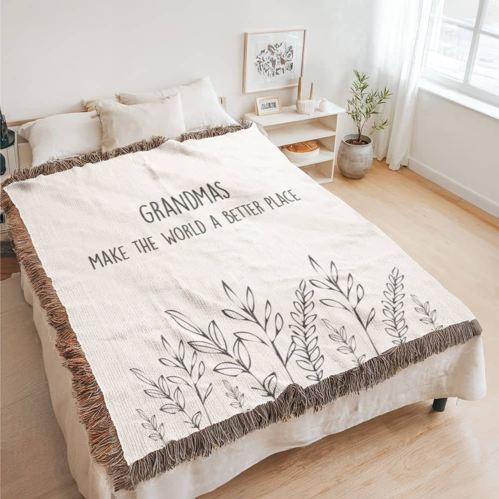 Grandma Woven Throw, Grandma Gift from Grandkid, Grandma Blanket