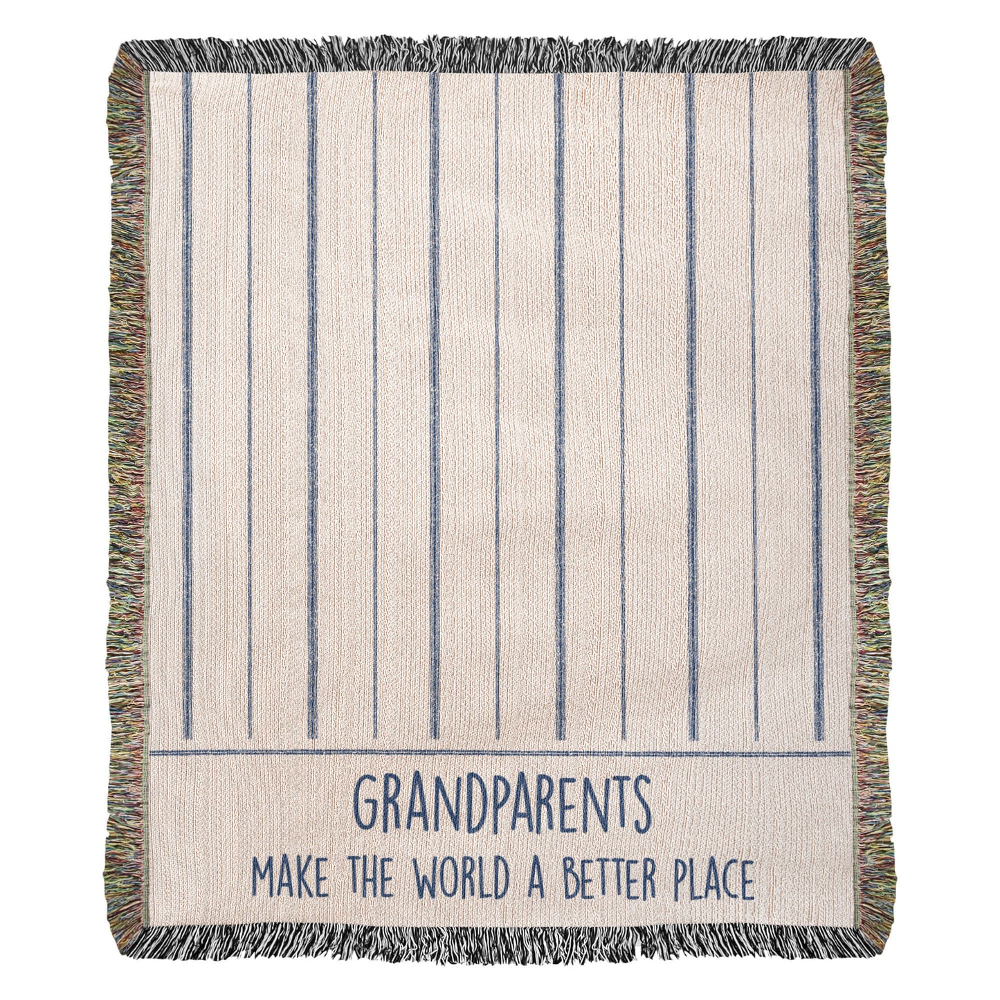 Grandparents Gift, Grandparents Woven Throw, Ticking Striped Blanket, Gift From Grandkids