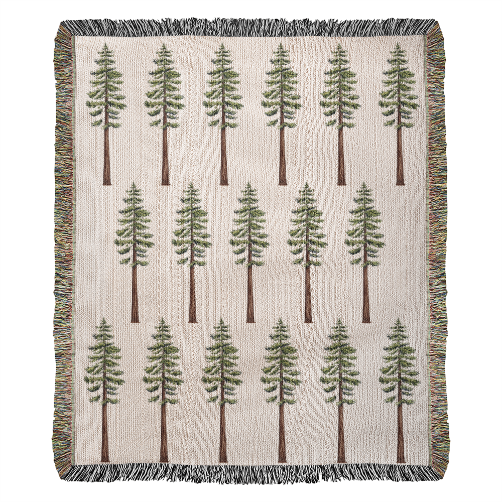 Coast Redwood Watercolor Pattern Woven Throw