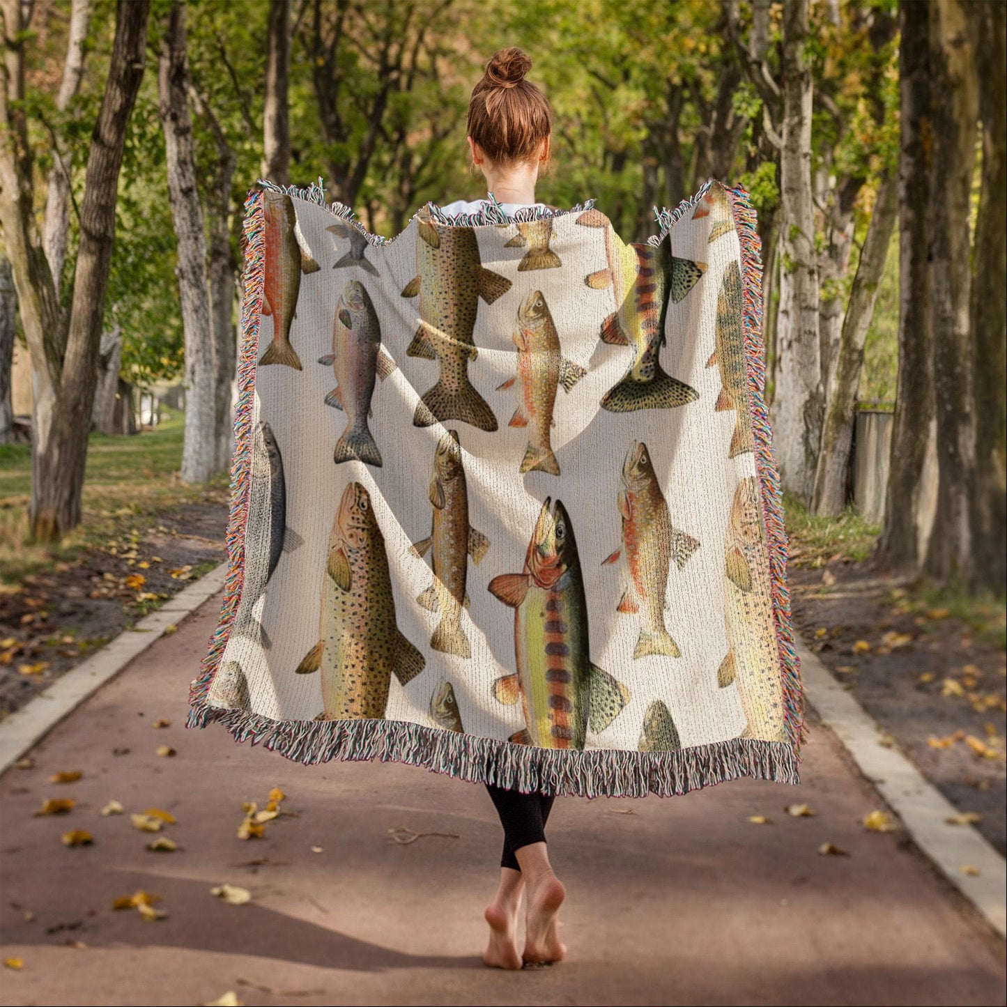 Rainbow Trout Blanket, Lake House Woven Blanket, Trout Woven Throw