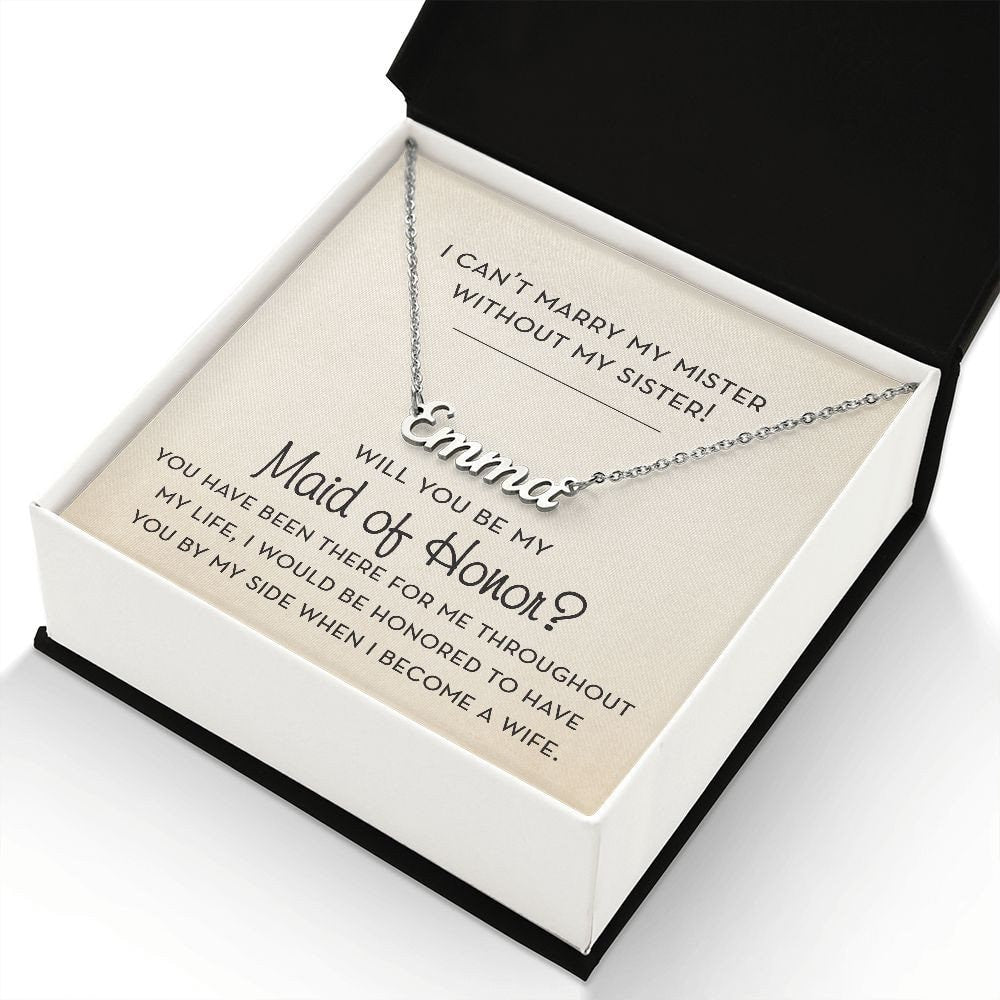 Maid of Honor Proposal Jewelry, Will You Be My Maid of Honor, Bridal Party Gift, Custom Bridesmaid Gifts, Bride Tribe, Dainty Name Necklace