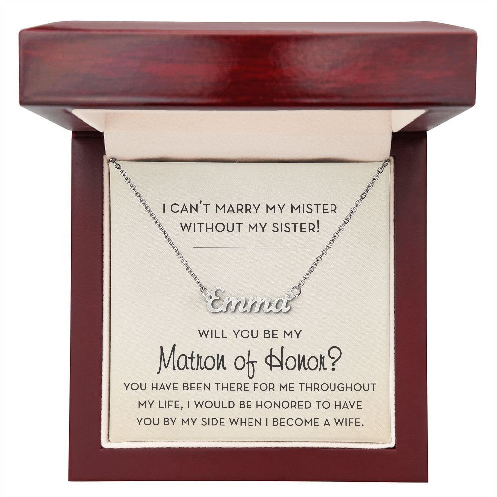 Matron of Honor Proposal Jewelry, Will You Be My Matron of Honor Gift, Bridal Party Gift, Bridesmaid Gifts, from Bride, Custom Name Necklace