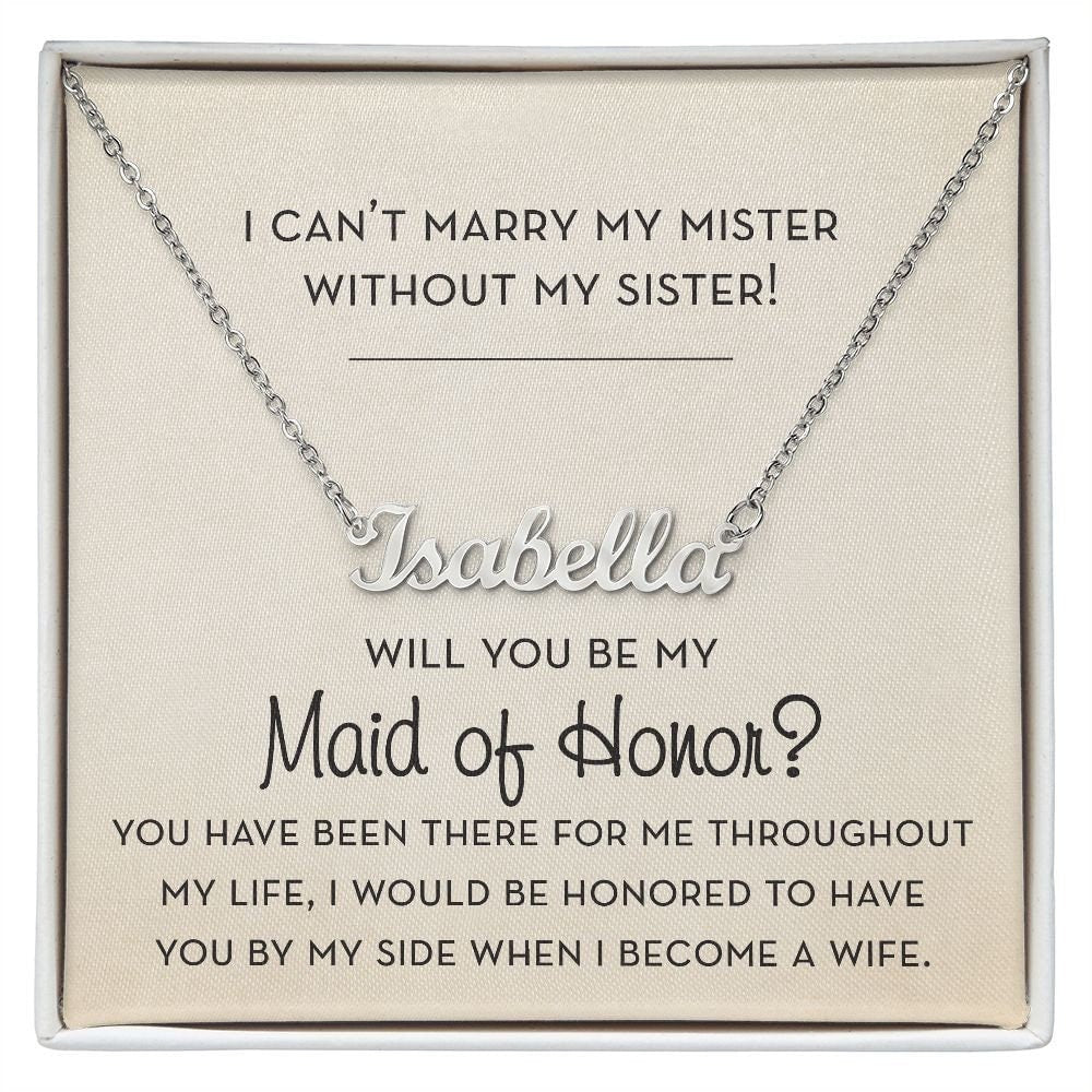 Maid of Honor Proposal Jewelry, Will You Be My Maid of Honor, Bridal Party Gift, Custom Bridesmaid Gifts, Bride Tribe, Dainty Name Necklace