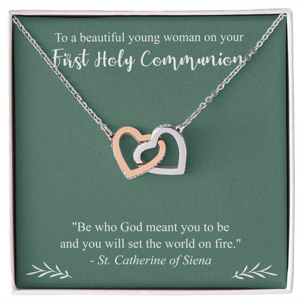 First Communion Necklace, First Holy Communion Gift for Girl, St. Catherine of Siena Gift
