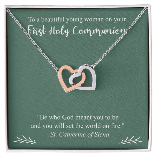 First Communion Necklace, First Holy Communion Gift for Girl, St. Catherine of Siena Gift