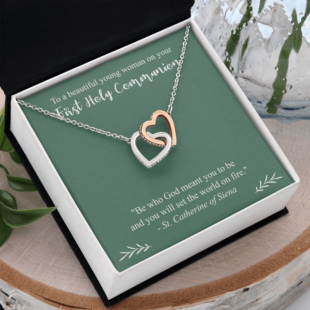 First Communion Necklace, First Holy Communion Gift for Girl, St. Catherine of Siena Gift