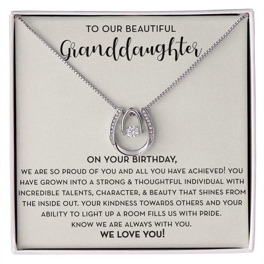Granddaughter Gift for Birthday, Granddaughter Birthday Horseshoe Necklace