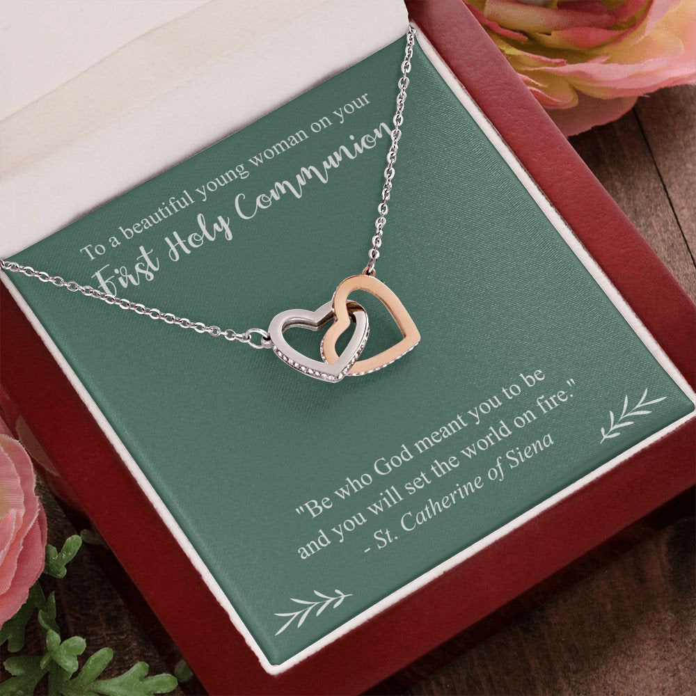 First Communion Necklace, First Holy Communion Gift for Girl, St. Catherine of Siena Gift