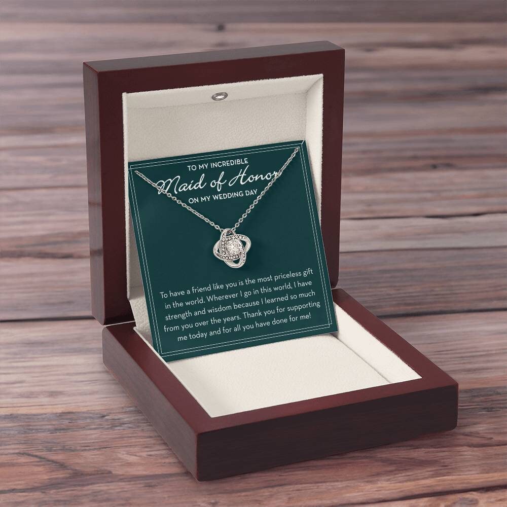 Maid of Honor Necklace, Wedding Day Gift from Bride, Maid of Honor Jewelry, Bridal Party Gifts, MOH Gift from Bride, Bride Tribe Gifts
