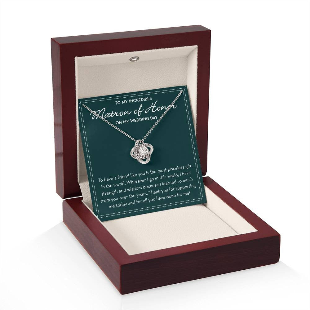 Matron of Honor Necklace, Wedding Day Gift from Bride, Matron of Honor Jewelry, Bridal Party Gifts, MOH Gift from Bride, Bride Tribe Gifts