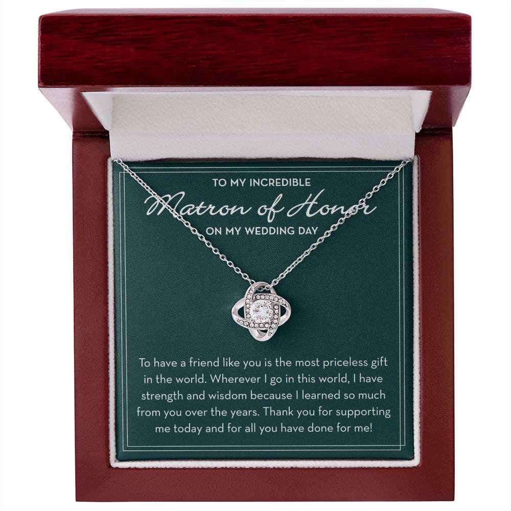 Matron of Honor Necklace, Wedding Day Gift from Bride, Matron of Honor Jewelry, Bridal Party Gifts, MOH Gift from Bride, Bride Tribe Gifts