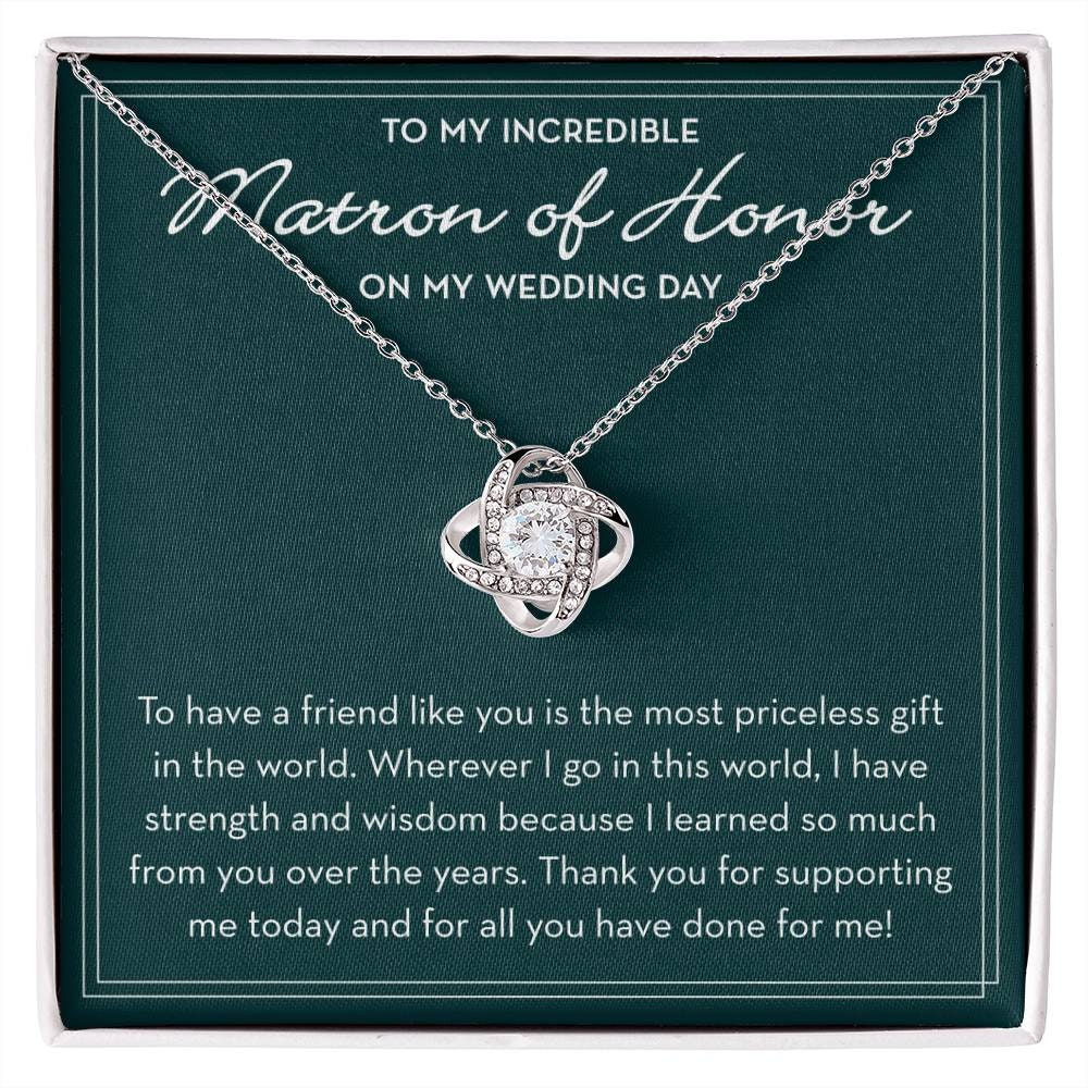 Matron of Honor Necklace, Wedding Day Gift from Bride, Matron of Honor Jewelry, Bridal Party Gifts, MOH Gift from Bride, Bride Tribe Gifts