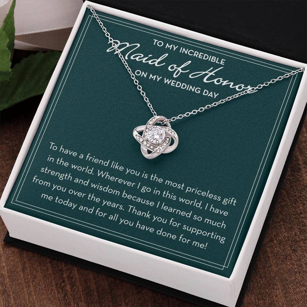 Maid of Honor Necklace, Wedding Day Gift from Bride, Maid of Honor Jewelry, Bridal Party Gifts, MOH Gift from Bride, Bride Tribe Gifts