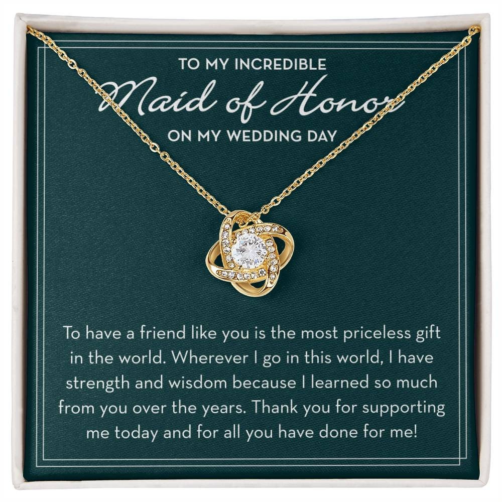 Maid of Honor Necklace, Wedding Day Gift from Bride, Maid of Honor Jewelry, Bridal Party Gifts, MOH Gift from Bride, Bride Tribe Gifts