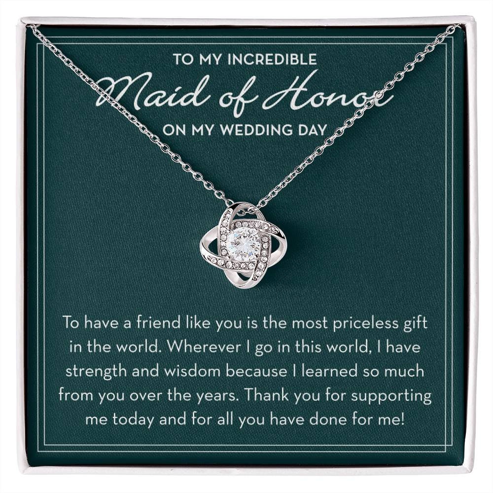 Maid of Honor Necklace, Wedding Day Gift from Bride, Maid of Honor Jewelry, Bridal Party Gifts, MOH Gift from Bride, Bride Tribe Gifts