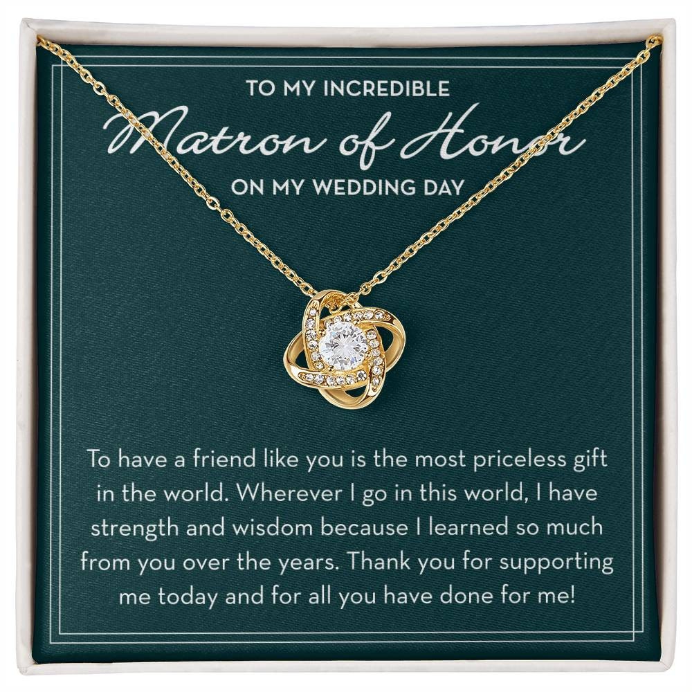 Matron of Honor Necklace, Wedding Day Gift from Bride, Matron of Honor Jewelry, Bridal Party Gifts, MOH Gift from Bride, Bride Tribe Gifts