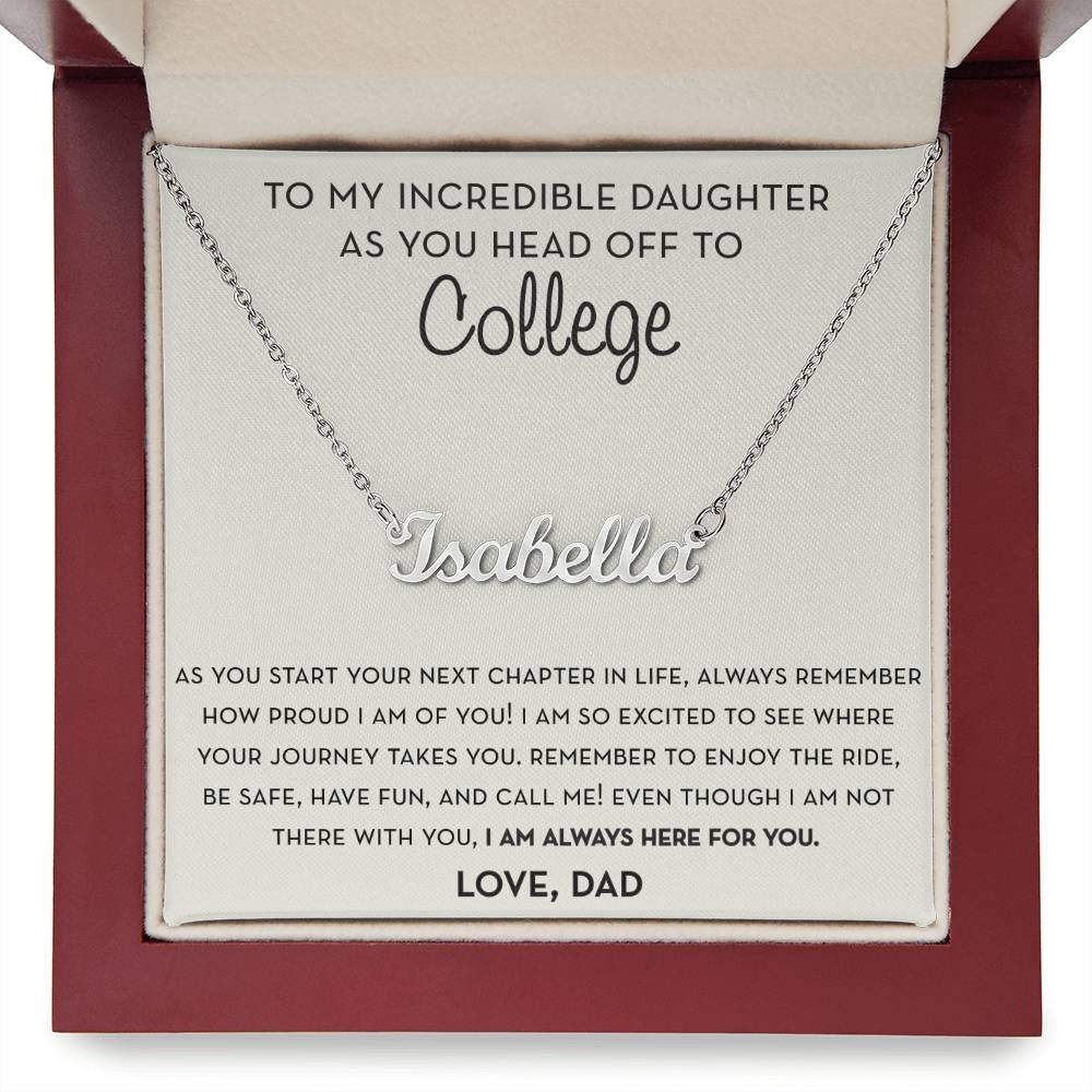 Going to College Gift for Daughter from Dad, Personalized Name Gift for College