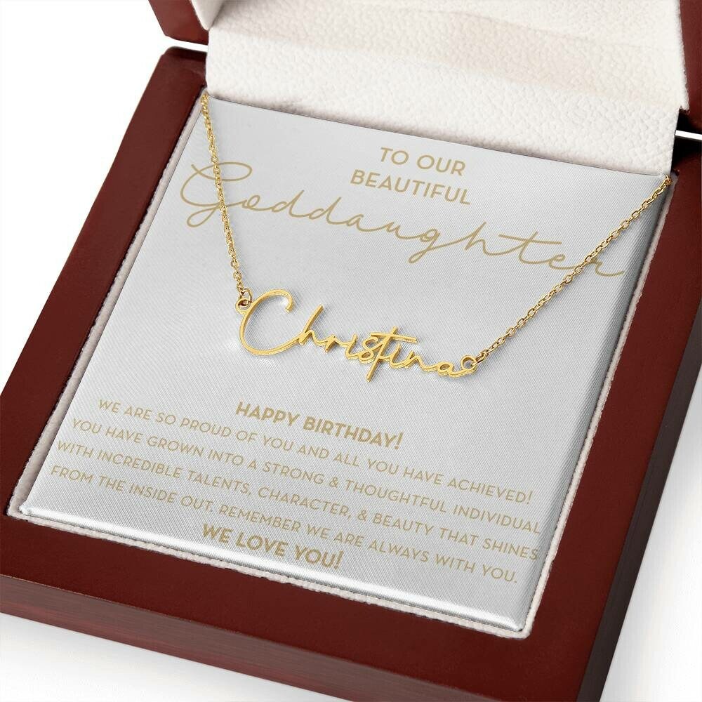 Goddaughter Necklace, Goddaughter Birthday Gift, Custom Name Necklace, Happy Birthday Goddaughter, Gift from Godparents, Goddaughter Jewelry