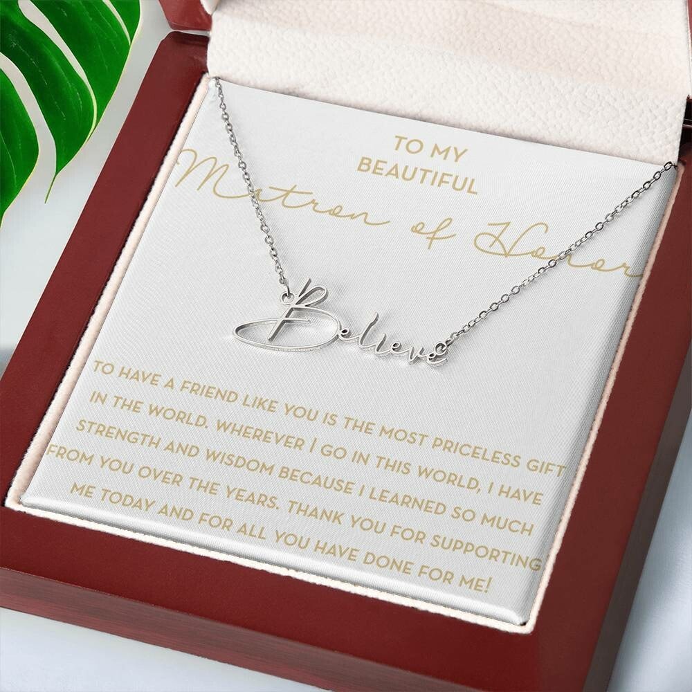 Personalized Matron of Honor Gift, Matron of Honor Necklace / Jewelry, Wedding Gift from Bride, MOH Gift, Bridal Party Gifts, Bride Tribe