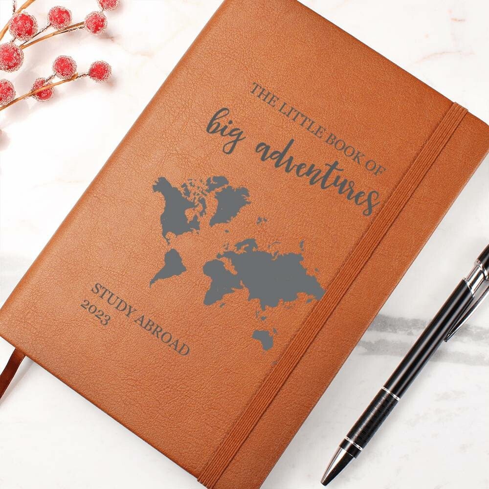 Study Abroad Gift, Travel Journal / Gift, Gift for College Student, 2023 Study Abroad Keepsake, Vegan Leather Journal, New Adventure