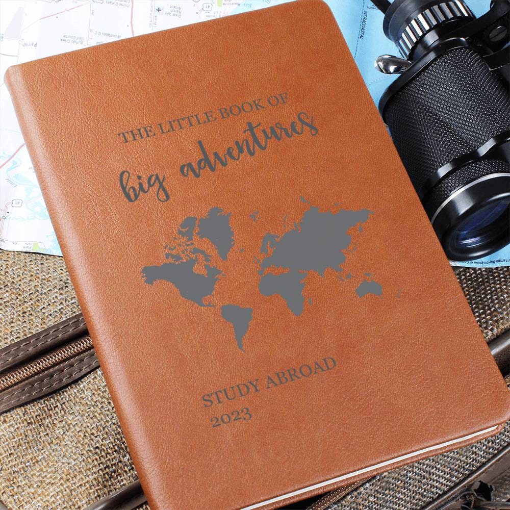 Study Abroad Gift, Travel Journal / Gift, Gift for College Student, 2023 Study Abroad Keepsake, Vegan Leather Journal, New Adventure