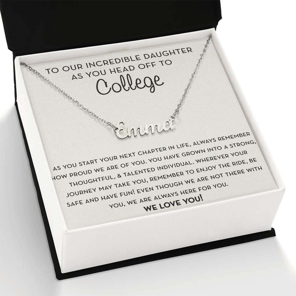 Personalized Gift for Daughter Going to College, Gift from Parents, Custom Name Necklace, Freshman Gift, Daughter Moving to College Gift