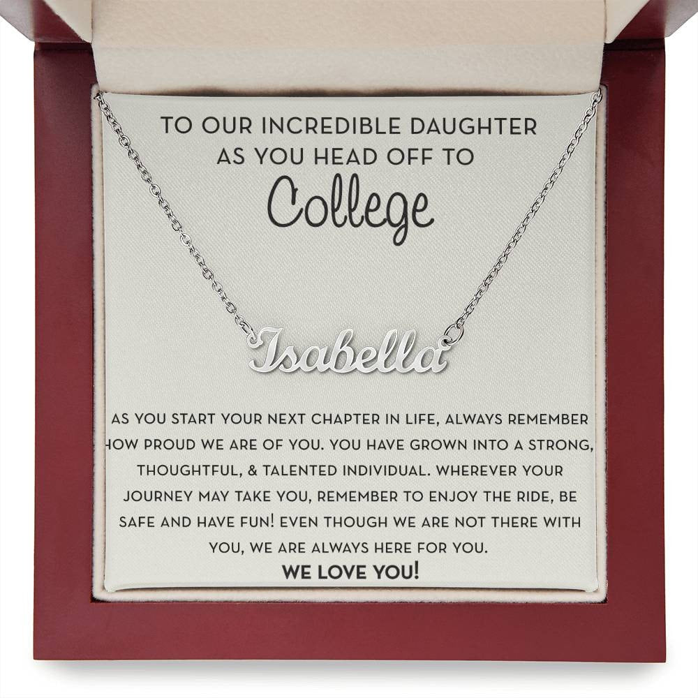 Personalized Gift for Daughter Going to College, Gift from Parents, Custom Name Necklace, Freshman Gift, Daughter Moving to College Gift