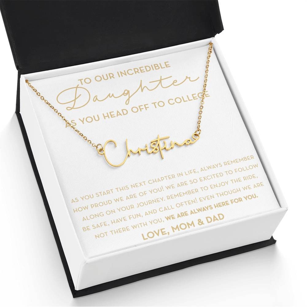 Personalized Gift for Daughter Going to College, Custom Name Necklace, Freshman Daughter, Gift from Mom and Dad, Moving to College Gift