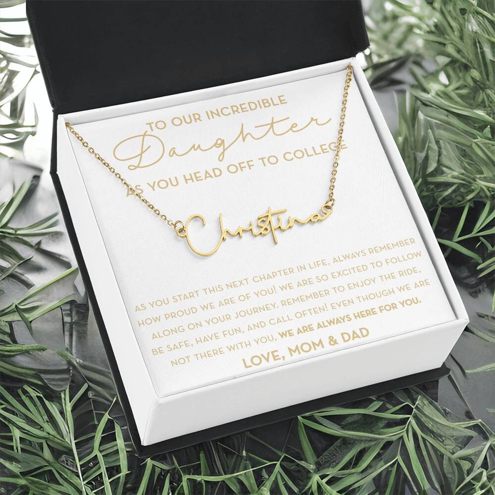 Personalized Gift for Daughter Going to College, Custom Name Necklace, Freshman Daughter, Gift from Mom and Dad, Moving to College Gift