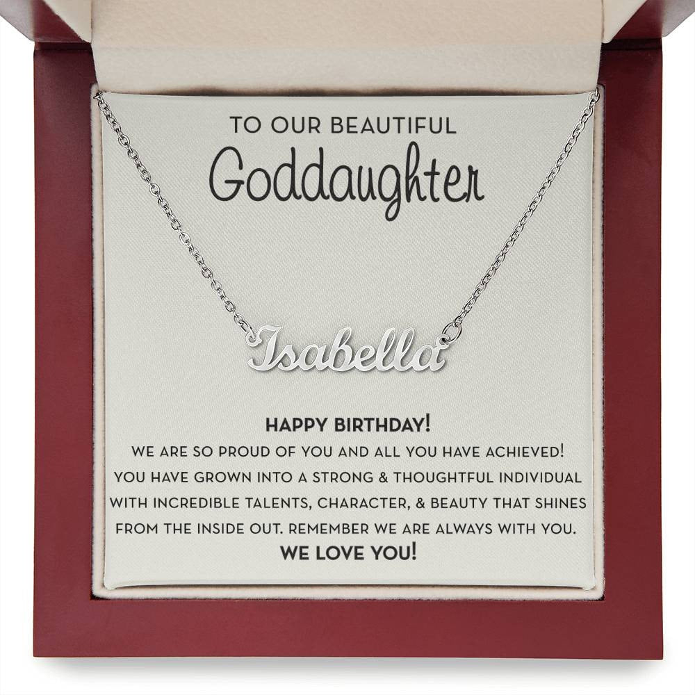 Personalized Goddaughter Necklace, Goddaughter Birthday Jewelry, Gift For Goddaughter, Happy Birthday Goddaughter, Custom Name Necklace