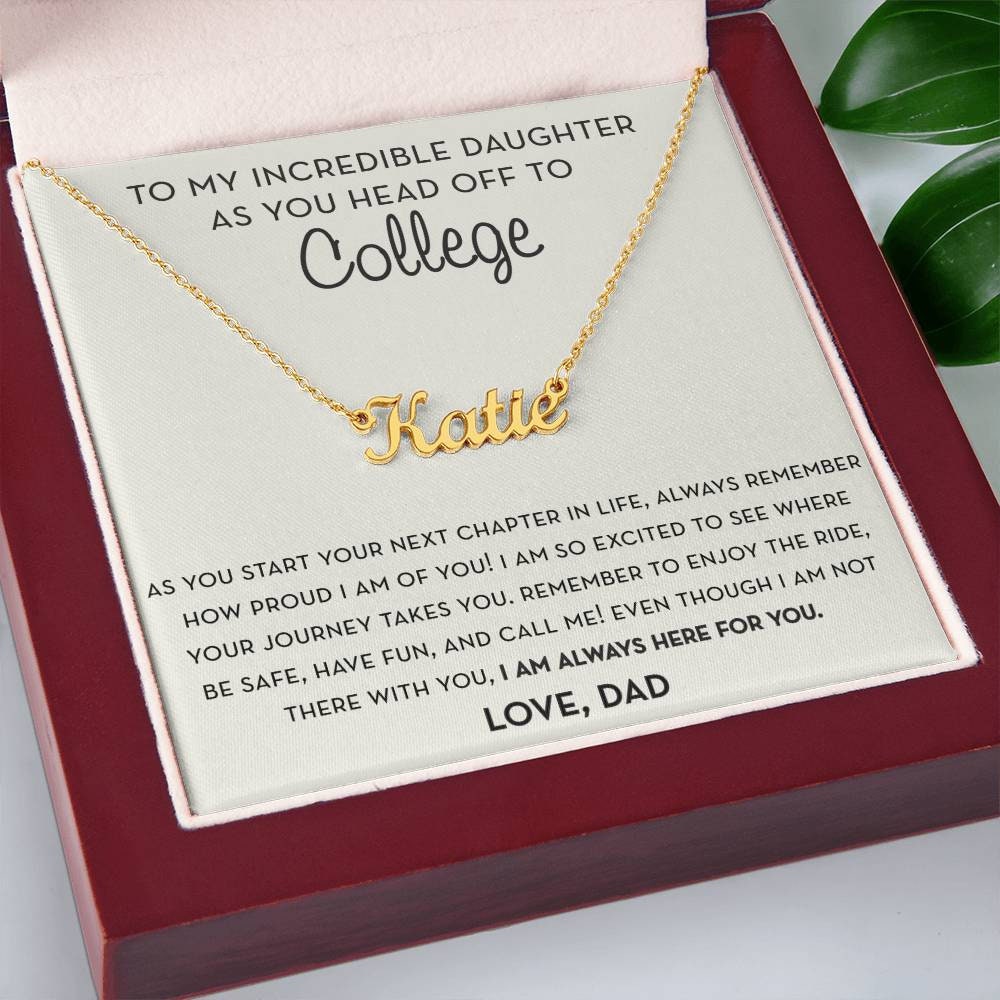 Going to College Gift for Daughter from Dad, Personalized Name Gift for College